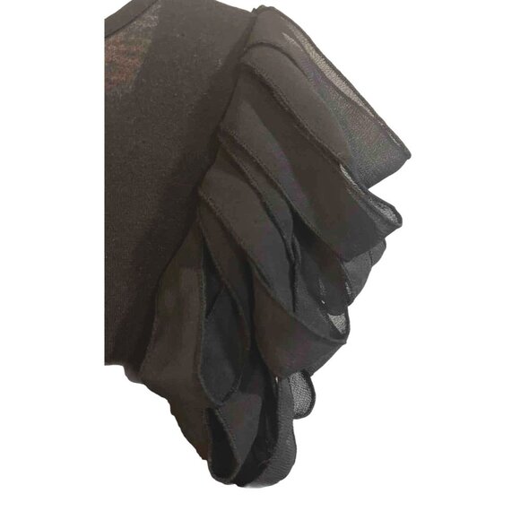 Womens Black Onyx Ruffle Sleeve Top Shirt XL Daisey Fuentes CUTE! - Picture 3 of 3